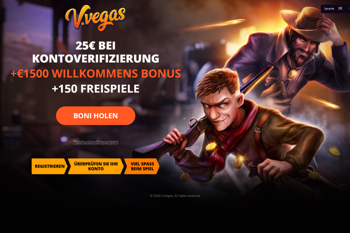 V.Vegas 25 Euro Bonus ohne Einzahlung Screenshot