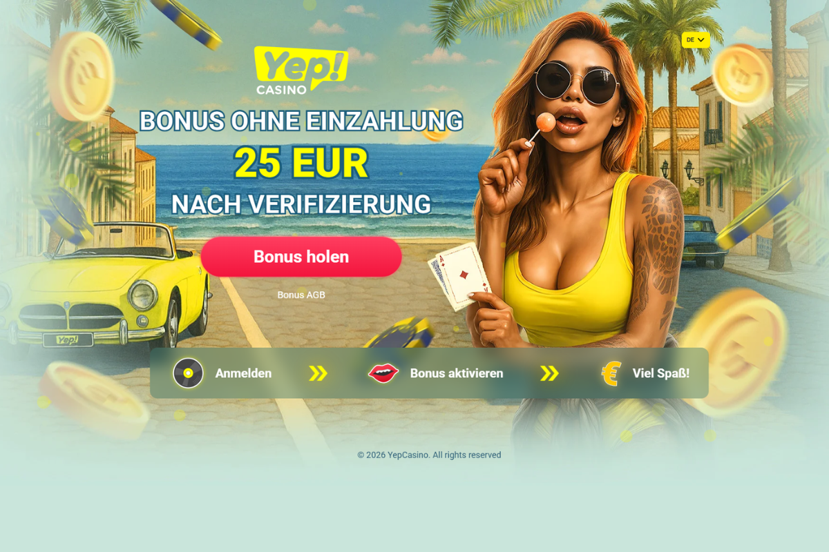 YEP! Casino 25 Euro Bonus ohne Einzahlung Screenshot